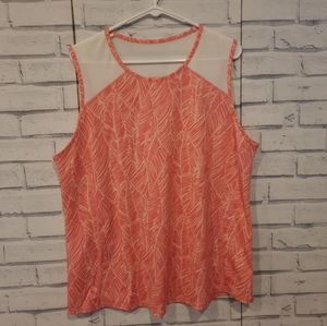 Lands' End Sport Women's Size XL (18) Sleeveless Tank Top Pink/Orange Mesh